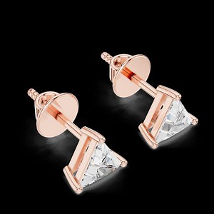 Gold Triangle Lab Grown Diamond Stud Earrings, Minimalist Solitaire - Etsy