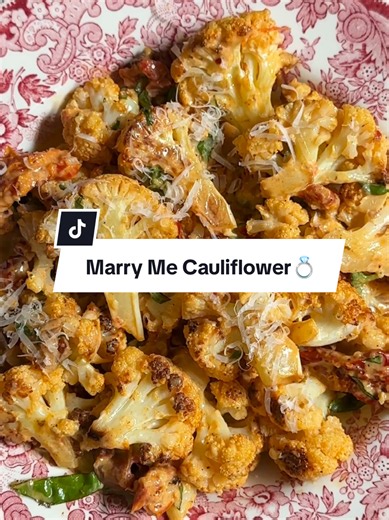 Cauliflower just got proposed to 💍 Everyone's favorite viral sauce, but make it cauliflower! My Roasted Marry Me Cauliflower is the newest member of the Marry Me family. The cauliflower roasts until the edges turn golden and crisp. Then it gets smothered in a creamy Tuscan sauce with sun-dried tomatoes, garlic, and parmesan. Serve it over pasta or with crusty bread to mop up every last bit of sauce! The full written recipe is on my website, liveeatlearn.com!