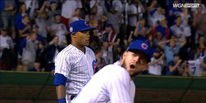 David Bote had a priceless reaction after Addison Russell's diving stop and throw