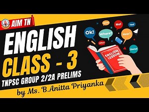 TNPSC Group 2/2A English Class - 3 | Prelims Preparation by Ms. B. Anitta Priyanka | AIM TN