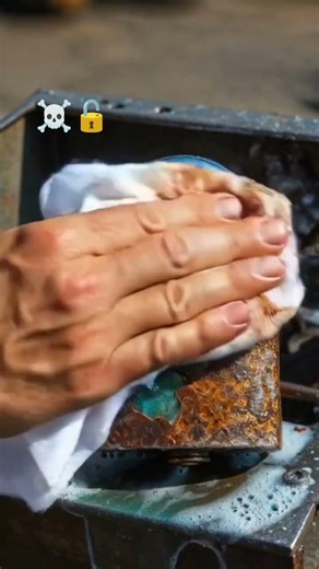 Extreme Rust Removal Padlock Cleaning Satisfying Transformation.#1millionviews #rusting #lock #ai