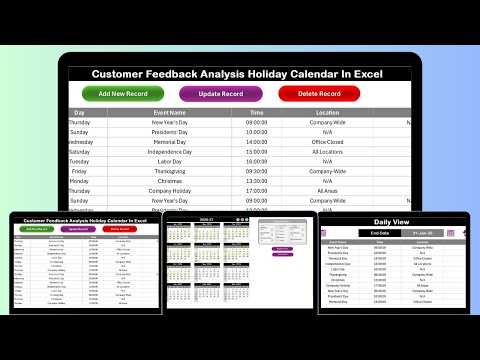 Customer Feedback Analysis Holiday Calendar In Excel