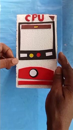 computer CPU model with thermocol & colour paper # short