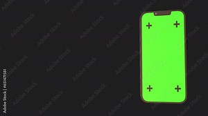 Mobile phone with Greenscreen tracking point in transparent background right to left