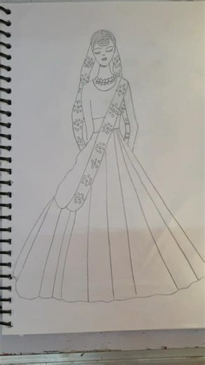 how to draw a beautiful bride in few seconds #dulhan #artistic #arts #drawings #fashiondesigner