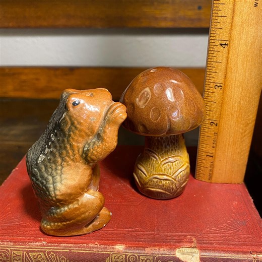 Vintage Toad and Toadstool or Frog and Mushroom Salt and Pepper Shakers - Etsy