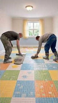 Amazing Kids Room Makeover with Colorful Mosaic Floor (No Drilling!) 😍✨