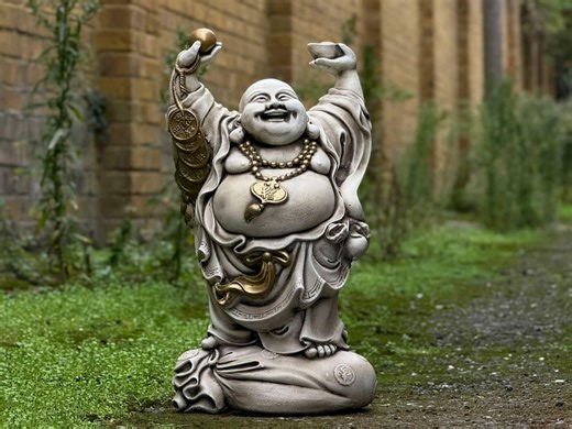 Large Happy Buddha Decor Outdoor Smiling Buddha Statue Japanese Budbhist Ornament Traditional Yard Art Zen Garden Figurine Lover Gift - Etsy