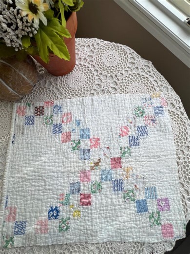 Vintage Postage Stamp Quilt Block, Repurposed Handmade Patchwork Cotton - Etsy