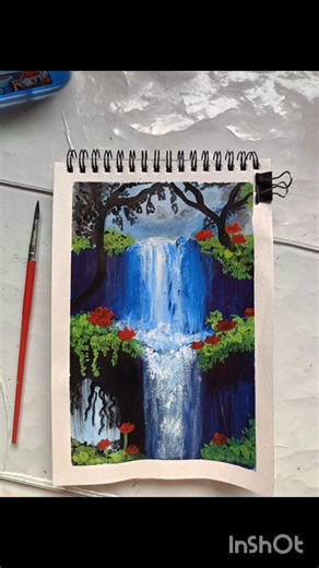 Waterfall landscape painting#shorts#viralshorts #art#painting#artistpainting#pinterest#youtube#yt