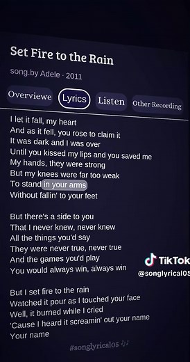 Adele Set Fire to the Rain - Full Lyrics
