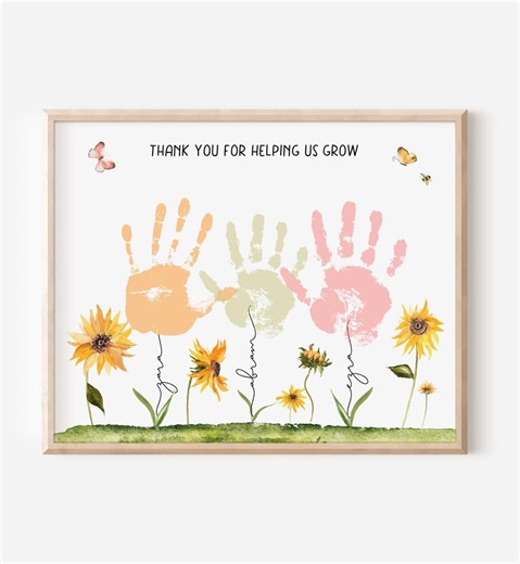 Personalized Thank You Flower Handprint Art: Kids Hand Craft, Teacher Appreciation Gift Keepsake - Etsy