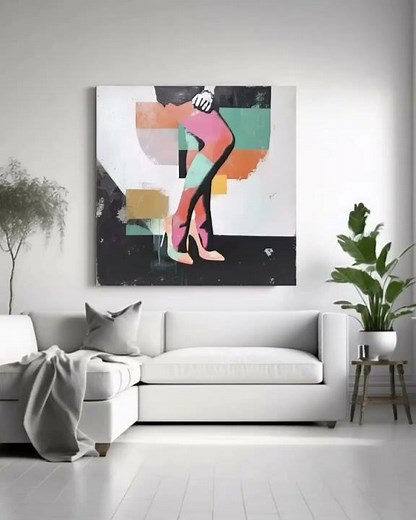 Geometric Pop-Art Figurative Painting of Crossed Female Legs in High Heels #art #abstract