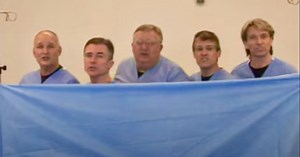 Team Of Nurses Hold Sheet And Perform Tune That Has Viewers Laughing