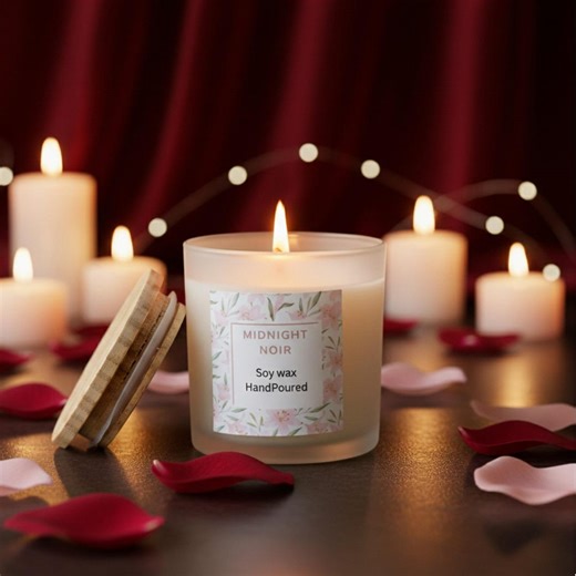 Bougie parfumée de luxe à la cire de soja - Bougie décorative pour la maison - Cadeau romantique pour elle - Minuit noir - Etsy France