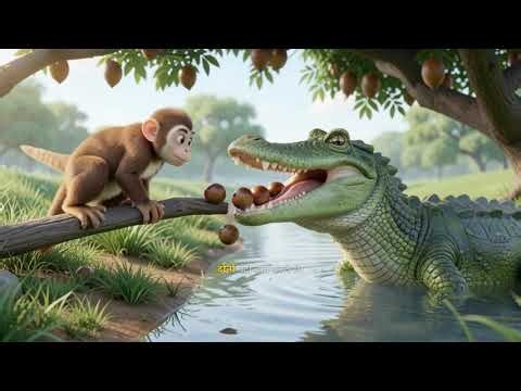 🐵 The Clever Monkey and the Crocodile 🐊 | Moral Story for Kids | Animated Story #JustcKids