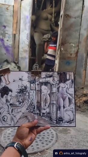 Urban Sketchers on Instagram: "Repost @aritra_art_fotografy 📍Kumortuli, Kolkata . Here’s my latest sketch from Kumortuli, Kolkata. Finally checked off my sketching bucket list! Kumortuli is a historic neighborhood renowned for its skilled artisans who create exquisite clay idols for festivals. . Big thanks to @_sarkart_ for making this sketching session happen! . @urbansketchers @urbansketchers_kolkata @urbansketcherspune @thekolkatabuzz . #urbansketchers #urbansketcherskolkata #kolkatadiaries 