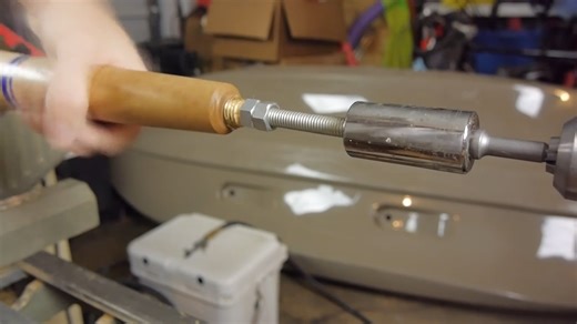 Watch how a beer tap handle is made from oak with lapis lazuli inlay