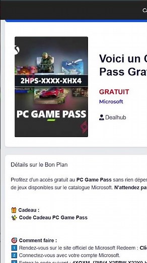 voici des CODES PC GAME PASS 7 Jours #shorts
