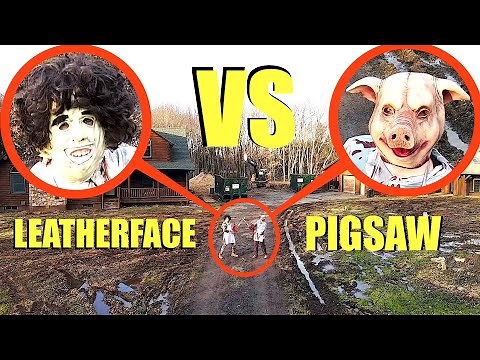 Drone catches LeatherFace VS Pigsaw (They Battle and you won't believe what happens)