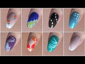 Top 8 Easy nail art designs for beginners | Thread nail art hack | sponge nail art