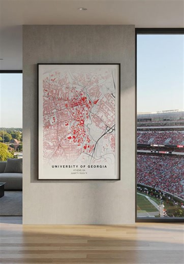 University of Georgia Campus Map Poster | Athens Street Map | College Graduation Gift | UGA Alumni Gift | Minimalist Wall Art - Etsy