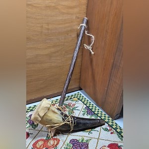 Native American Handmade Instrument  - Horn & Hide Rattle by Chief Deerfoot