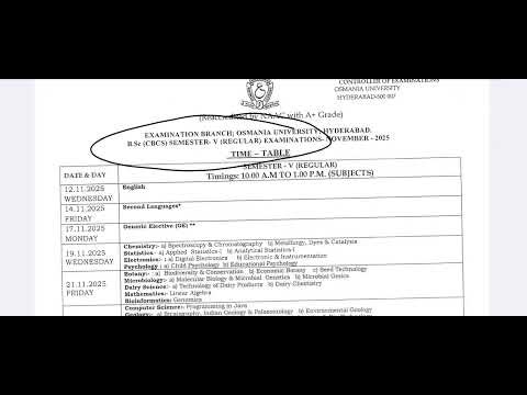 #osmania_university SEM-3,5 Time table 2025 | #latestnews #bsc #real analysis #linear algebra