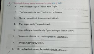 A. Join the following pair of sentences by using and or but :1... | Filo