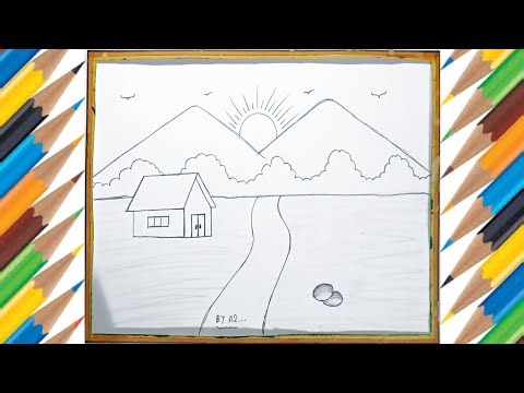 Scenery drawing l kudrati drishya l nature drawing l ચિત્ર l ચિત્ર દોરવાની રીત