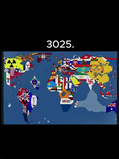 World map in future with flags