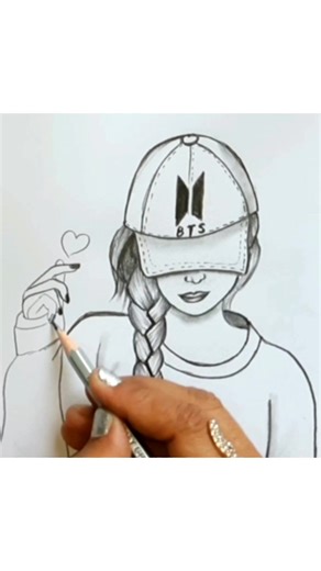 Easy BTS Army Girl Drawing Tutorial