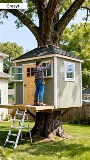 Building a Treehouse in Front of My House | Start to Finish