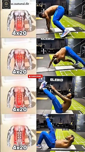 4 MINUTE Abs Workout: 4x20 Full Core Routine for a Six-Pack 🔥#fitness #musculation #motivation