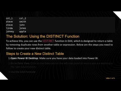 Creating a New Table with Distinct Values in DAX