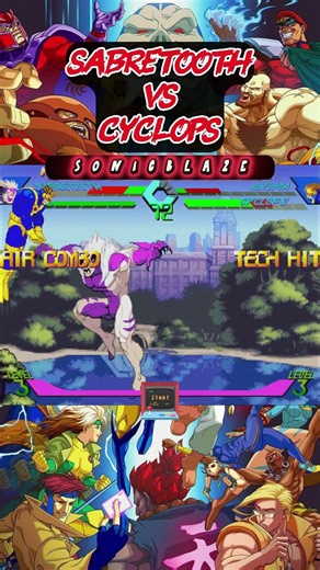 SABRETOOTH destroys CYCLOPS in X-Men vs Street Fighter 🕶️🐯
