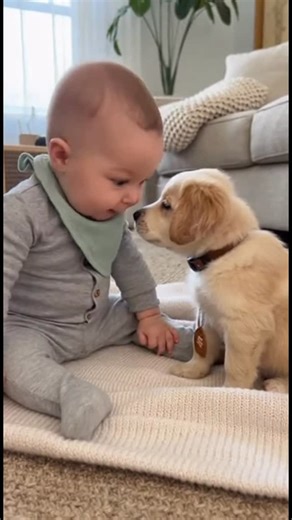 @babyfantasy_4 on Instagram: "Cute things in the frame 👶🏻🐶❤️😘"