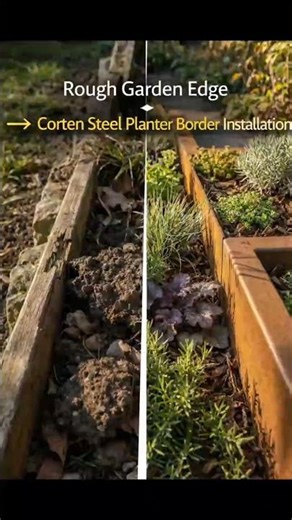 Rough Garden Edge → Corten Steel Planter Border Installation 🌿✨ | Garden Transformation