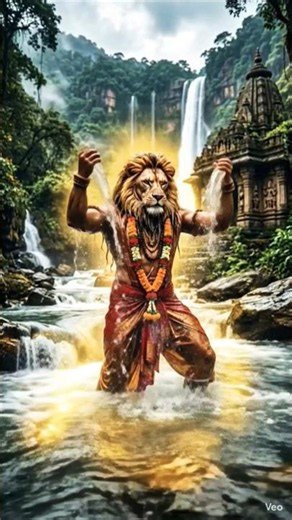 🔥 Ugra Narasimha Swamy Powerful Darshan 🦁 | Jungle Temple Abhishekam & Maha Harathi 🔥🙏 #shorts