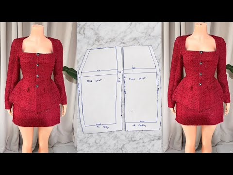 How to Draft a Basic Skirt with Knee Contour || Structured Tweed Jacket & Skirt Set Tutorial