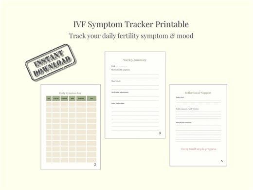 IVF Symptom Tracker Printable | Fertility Log, Mood, Medication Journal (PDF) - Etsy Australia