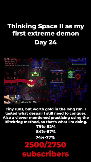 Thinking Space 2 as my FIRST extreme day 24 (3 mini runs) #geometrydash #gd #ascent #thinkingspace2