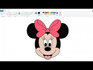How to draw a Minnie Mouse in computer using Ms Paint | Cartoon Drawing Tutorial.
