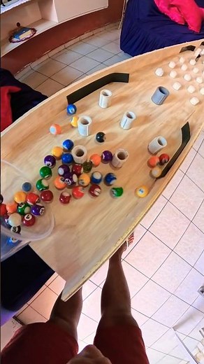 “Epic Marble Challenge: Racing Through a Wooden Obstacle Track!”