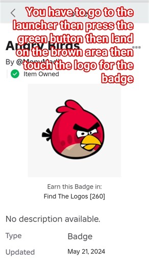 How to get the Angry Birds Badge in Find The Logo's | Roblox