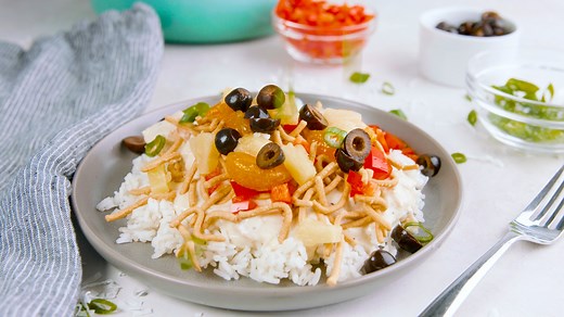 Recipe:https://thestayathomechef.com/hawaiian-haystacks/ Hawaiian Haystacks are a delicious and satisfying meal that's perfect for any occasion. Imagine a bed of fluffy white rice, topped with tender, juicy chicken smothered in a rich and creamy gravy. | The Stay At Home Chef