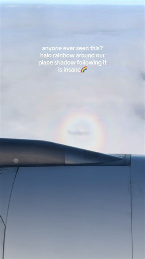 does this count as a glitch in the matrix?🤭🌈✨ #halo #rainbow #plane #halorainbow #travel