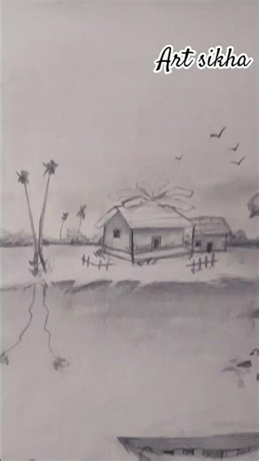 I drew a scene on the riverbank with a pencil. #drawing #river #artsikha