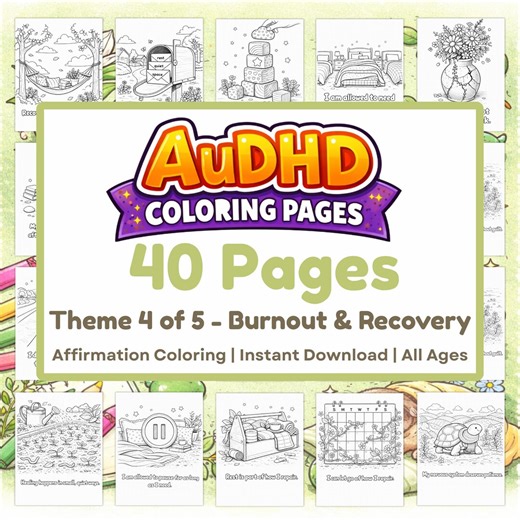ADHD Autism Affirmation Coloring Pages | Burnout and Recovery (digital Download) - Etsy