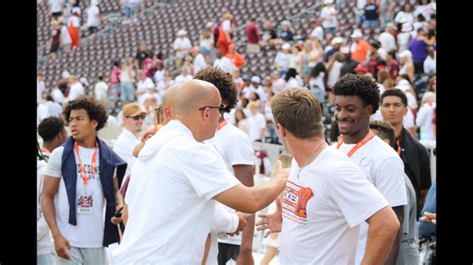 James Franklin celebrates with the band after defeating Old Dominion